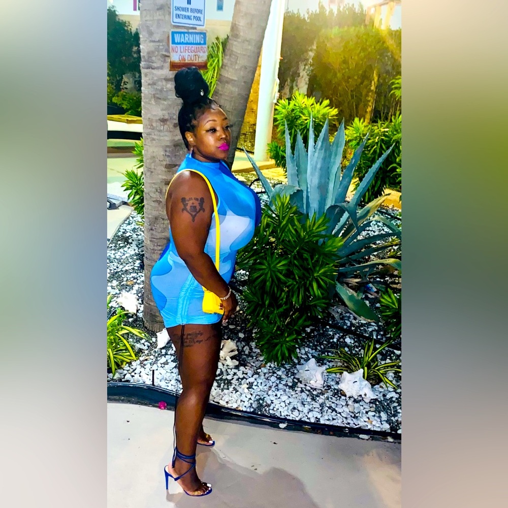 Sexy Blue Mesh Dress